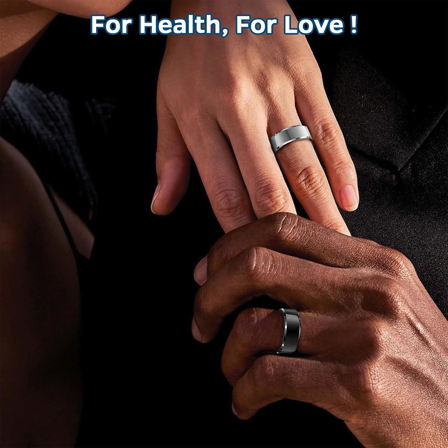 Smart Health Tracking Ring with Sleep and Heart Rate Monitoring, Waterproof Fitness Activity Tracker, Gesture Control, 7-Day Battery Life, Compatible with iOS and Android (Black, Size #10)